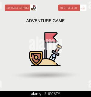 Adventure game Simple vector icon. Stock Vector