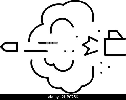 bullet expelling from gun barrel line icon vector illustration Stock Vector