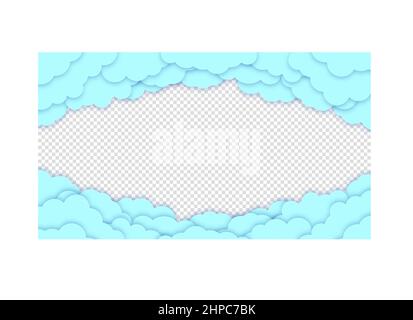 Happy Valentine's Day greeting card. Blue clouds or nubes on a transparent background. Vector illustration. Stock Vector