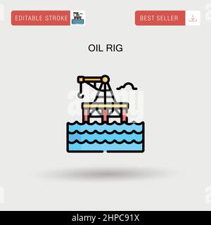 Oil rig Simple vector icon. Stock Vector