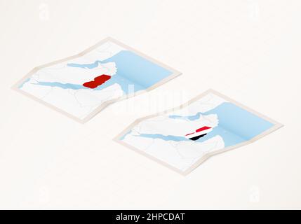 Vector set of Yemen country. Isometric 3d map, Yemen map, Asia map ...