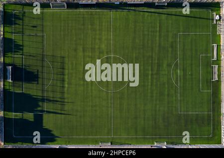 Football playground aerial view Stock Photo