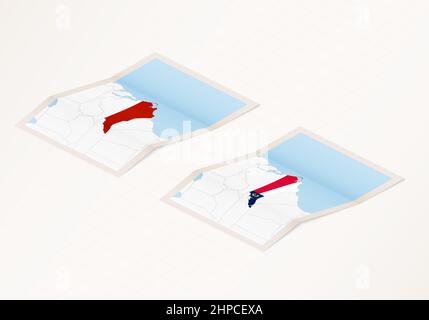 North Carolina map, folded paper with North Carolina map. Vector ...