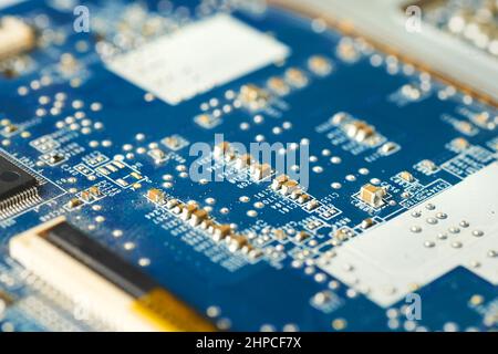 Old computer system unit with spider web and dust inside. Stock Photo