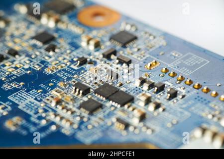 Old computer system unit with spider web and dust inside. Stock Photo