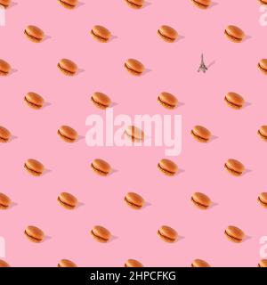 macaroons with shadow on pink background, seamless pattern Stock Photo
