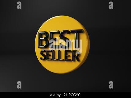 3D Best Seller Badge Logo Design word Best Seller Award Symbol