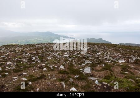 View from Slieve League or Sliabh Liag on Teelin Pier, Co Donegal, Ireland Stock Photo