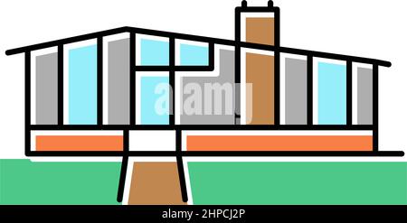 midcentury modern house color icon vector illustration Stock Vector ...