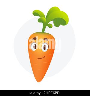 Funny cartoon carrot character. Vegetable on isolated white background Stock Vector