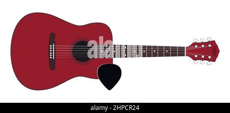 Acoustic guitar on a white background, pick, vector Stock Vector