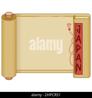 Japanese traditional style parchment scroll vector design Stock Vector