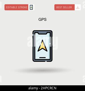 Car Gps Map Mark Icon Vector Outline Illustration Stock Vector Image ...