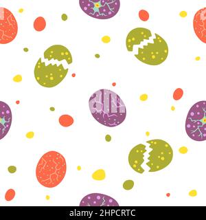 Colorful dinosaur eggs. Vector seamless pattern Stock Vector