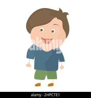 Vector cartoon funny little boy isolated on white background. Simple cartoon illustration Stock Vector