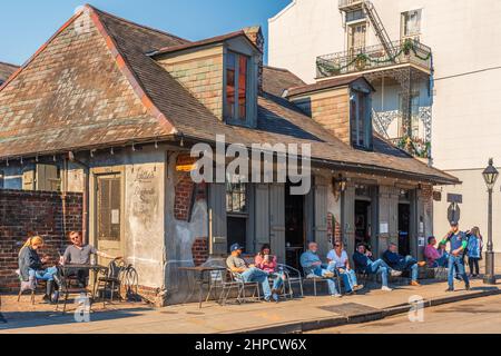 Lafitte’s Blacksmith Shop Bar at 941 Bourbon Street in the New Orleans French Quarter, Louisiana, USA. Stock Photo