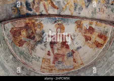 Frescoes in the church of Hagia Sophia in Trabzon. View from inside Hagia Sophia Stock Photo