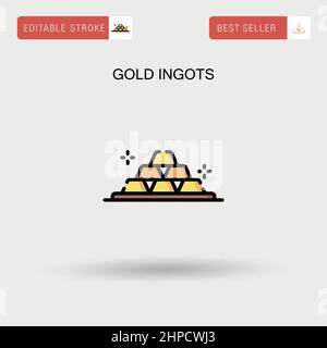 Gold Ingots Simple vector icon. Stock Vector