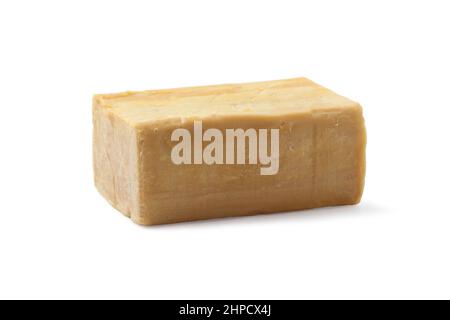 Bar of laundry soap closeup isolated on white background Stock Photo