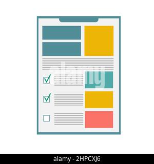 Documents with personal data vector illustration, flat cartoon paper document, concept of interview job Stock Vector