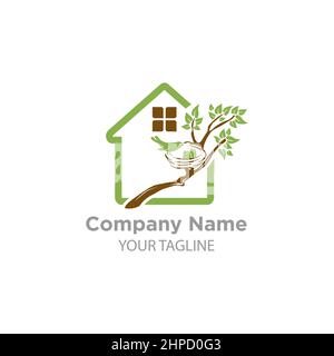 Beauty Nest house logo design template, best for building house logo vector idea.EPS 10 Stock Vector