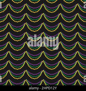 Mardi beads seamless pattern. Masquerade vector background. Easy to edit template for carnival decorations Stock Vector