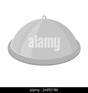 Cloche serving dish. Restaurant cover dome plate covers to keep food warm. Catering concept icon, vector illustration flat style simple image Stock Vector