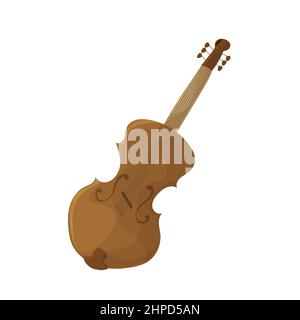Contrabass or violin. Stringed musical instruments. Illustration isolated. Cartoon style vector on white Stock Vector
