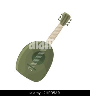 Colorful cartoon lute. String musical instrument. Music vector illustration for icon, badge, brochure or banner decoration Stock Vector