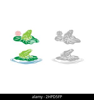 Set vector A frog on the lily pad illustration.EPS 10 Stock Vector