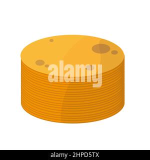 Pancakes vector simple flat icon. Baking crepes. Breakfast concept. Cartoon icon isolated on background. Stock Vector