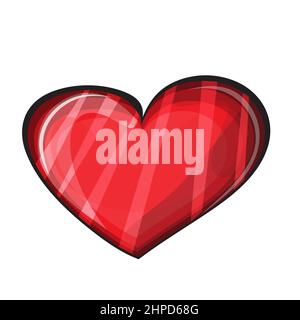 Heart shaped red icon, GUI decorations. Cartoon vector isolated on white background. Vector illustration Stock Vector