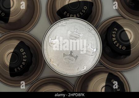 Jacobs espresso coffee capsules, is a brand of coffee that traces its beginnings to 1895 in Germany Stock Photo