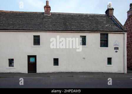 Birthplace of Sir James Matthew J.M. Barrie Brechin Road Kirriemuir Angus Scotland United Kingdom exterior view 19th century cream white roughcast two Stock Photo