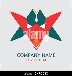 Geometric and abstract dominant robotic face minimal business logo vector with warm colors and little touch of gradient Stock Vector