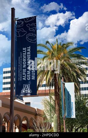Home to the new Alfie Norville Gem & Mineral Museum sign outside the Pima County Courthouse in downtown Tucson AZ Stock Photo