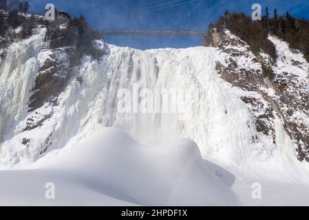 Winter landscape of the Montmorency Falls national park of the Sepaq (Beauport, Quebec city, Quebec, Canada). Stock Photo