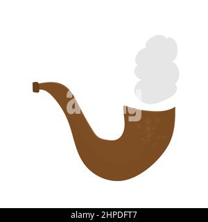Smoking pipe isolated on white background. Wooden smoke tobacco accessory icon. Cartoon style. Vector illustration Stock Vector