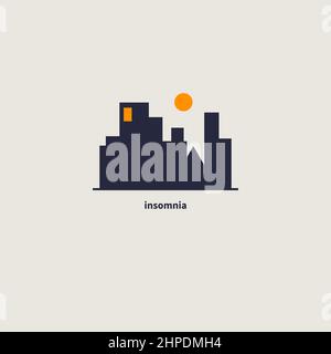 Insomnia, loneliness in night city Stock Vector