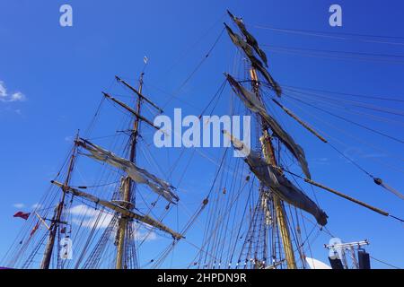 Close Up of Tall Ship Masts Stock Photo