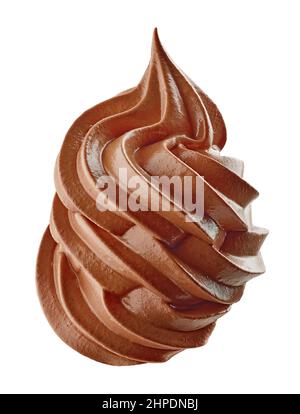 brown chocolate ice cream swirl isolated on white background Stock Photo