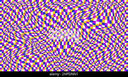 Checkered background with distorted squares Stock Vector