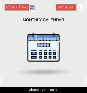 Monthly calendar Simple vector icon. Stock Vector