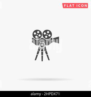 Film projector flat vector icon. Hand drawn style design illustrations. Stock Vector