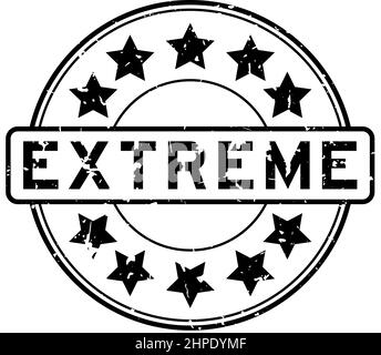 Grunge black extreme word with star icon round rubber seal stamp on white background Stock Vector