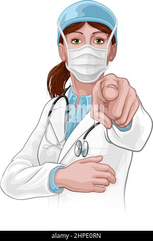 Doctor Woman Needs You Pointing Stock Vector