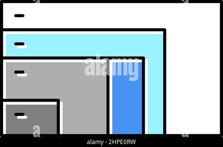 different resolution and diagonal computer monitor color icon vector illustration Stock Vector
