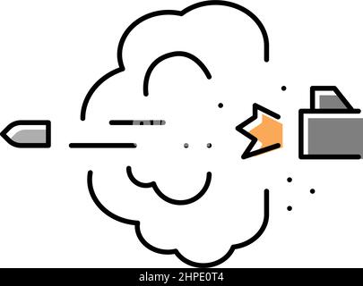 bullet expelling from gun barrel color icon vector illustration Stock Vector