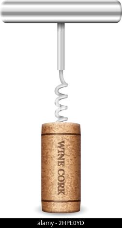 Metal wine cork bottle stopper vector illustration isolated on white ...