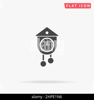 Cuckoo clock flat vector icon. Hand drawn style design illustrations. Stock Vector